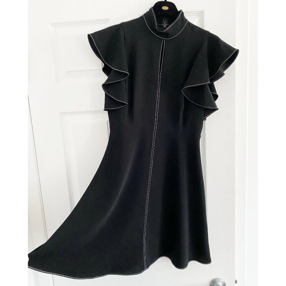 Cinq a Sept "Reiko" Black Crepe Dress with Topstitch detail, size 2 - Picture 10 of 13